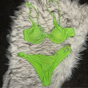 Zaful Lime Green Polka Dot Bikini